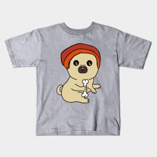 Cool Pug With Beanie Kids T-Shirt